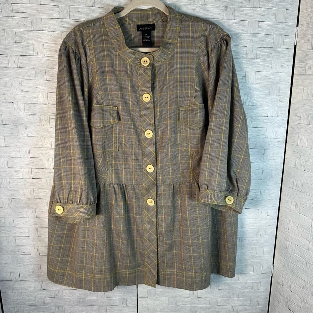 Lane Bryant plaid round collar 3/4 sleeve peplum houndstooth Y2K plus size